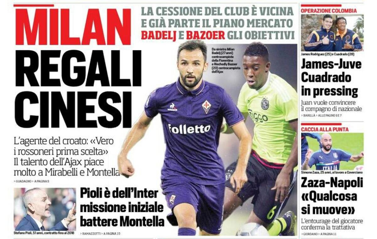 Corriere dello Sport: Badelj va via, sarà il regalo del Milan per Montella a gennaio - 
