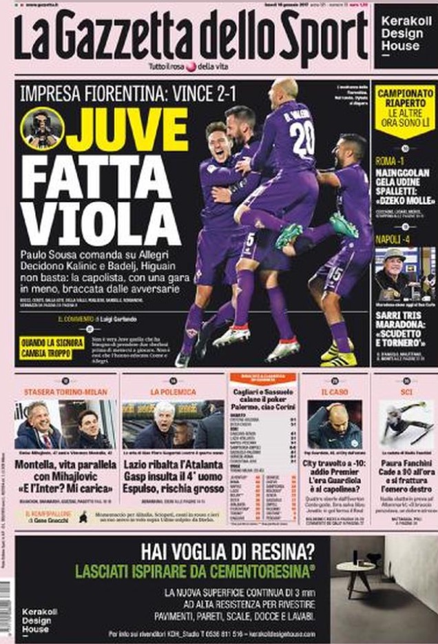 Gazzetta Dello Sport 16 Gennaio 2017