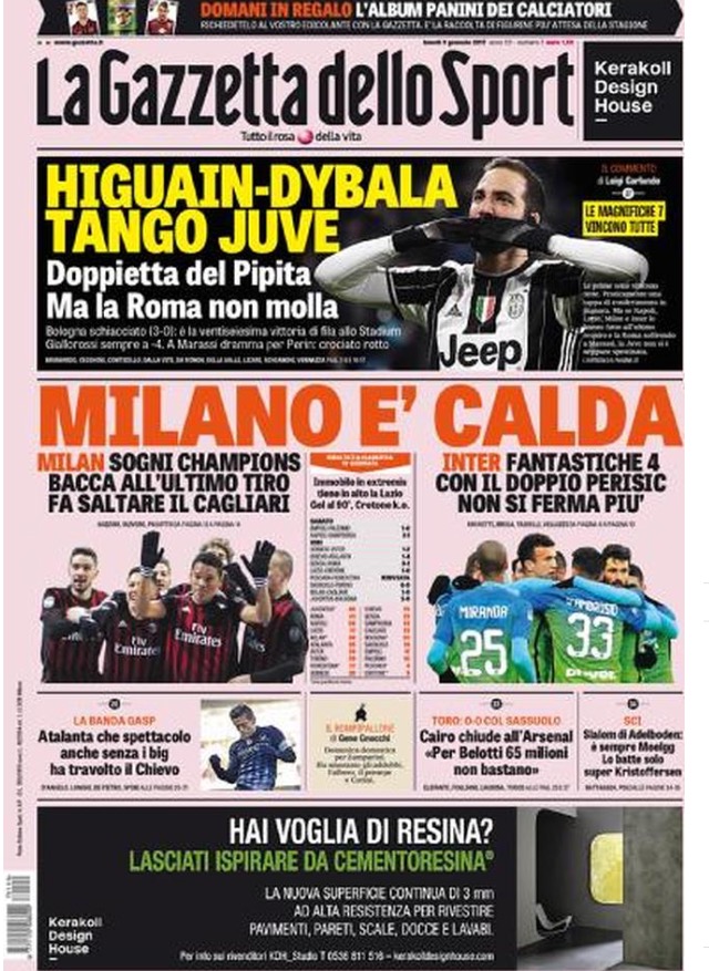 Gazzetta Dello Sport 09 Gennaio 2017