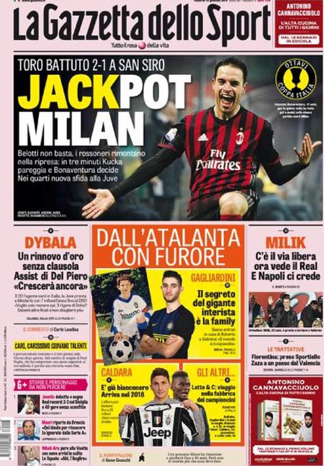 Gazzetta Dello Sport 13 Gennaio 2017