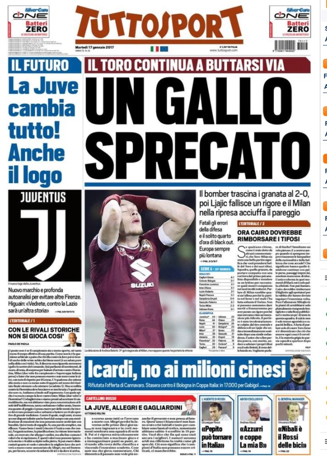 TuttoSport 17 Gennaio 2017