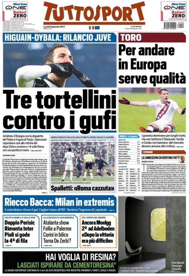 TuttoSport 09 Gennaio 2017