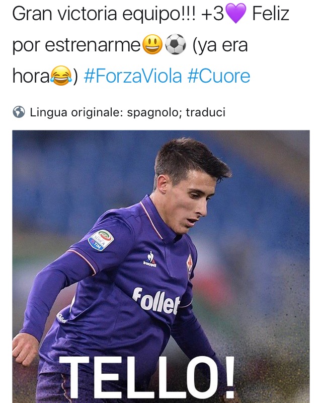 Tweet di Cristian Tello
