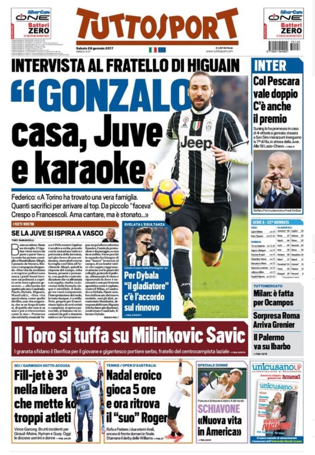 TuttoSport 28 Gennaio 2017