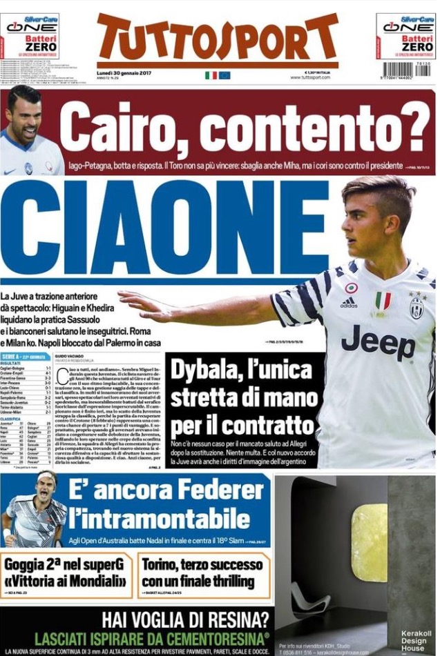 TuttoSport 30 Gennaio 2017