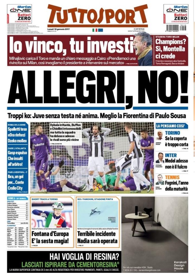 TuttoSport 16 Gennaio 2017