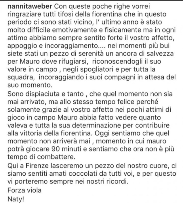 Le parole della Weber, compagna di Zarate