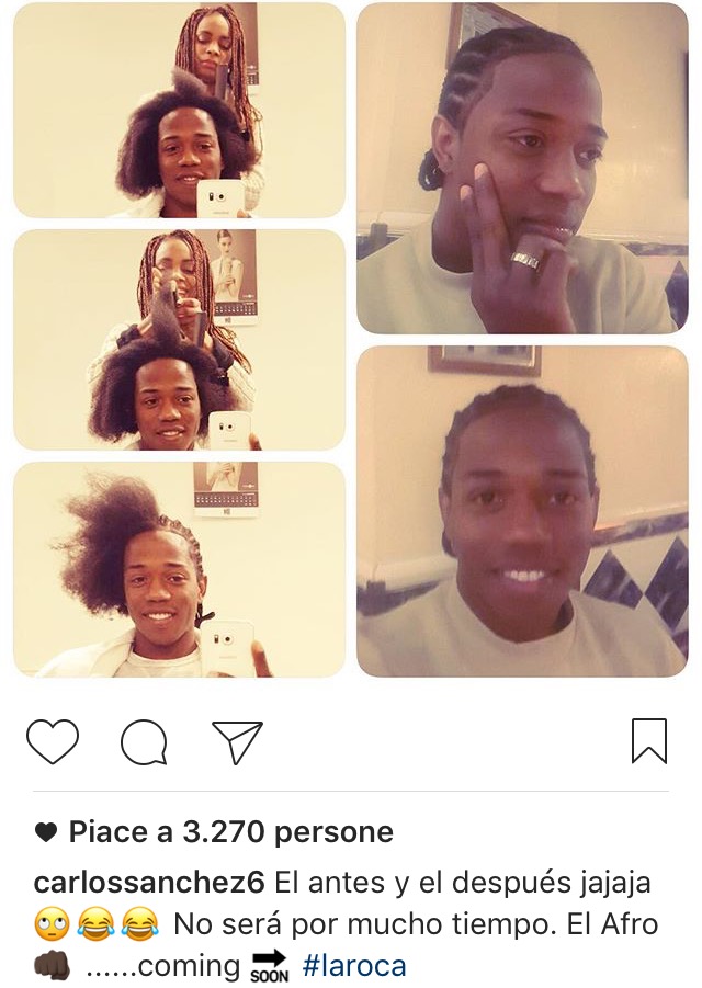 Il nuovo taglio di capelli di Carlos Sanchez