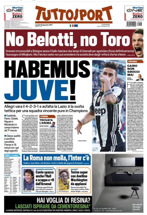 TuttoSport 23 Gennaio 2017