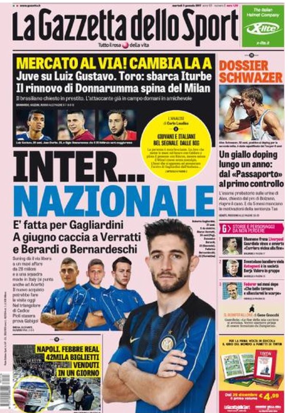 Gazzetta Dello Sport 03/01/2017