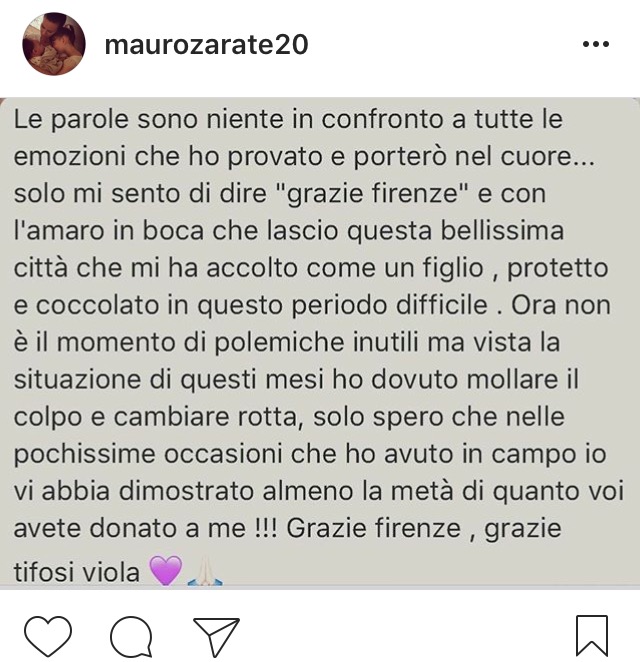 Zarate su Instagram