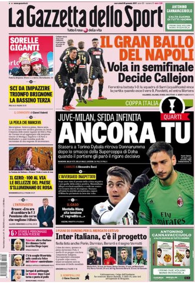Gazzetta Dello Sport 25 Gennaio 2017