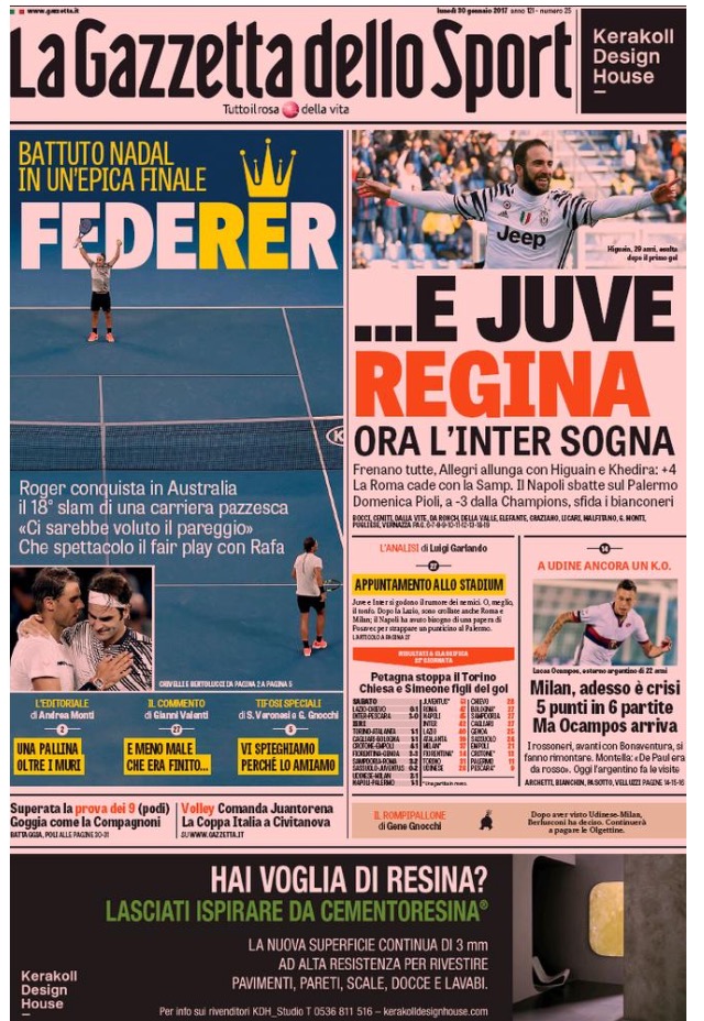 Gazzetta Dello Sport 30 Gennaio 2017