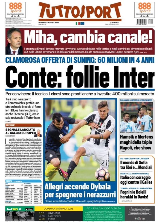 TuttoSport 5 Febbraio 2017