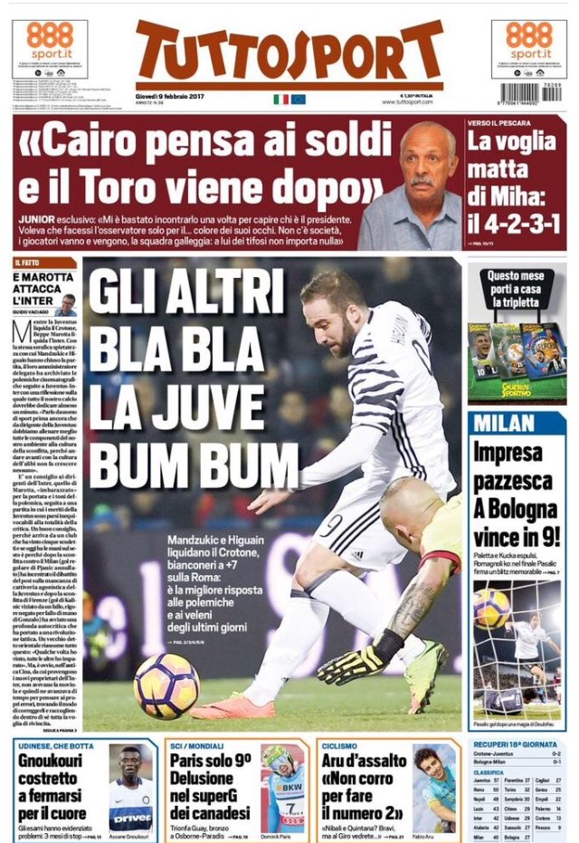 TuttoSport 9 Febbraio 2017