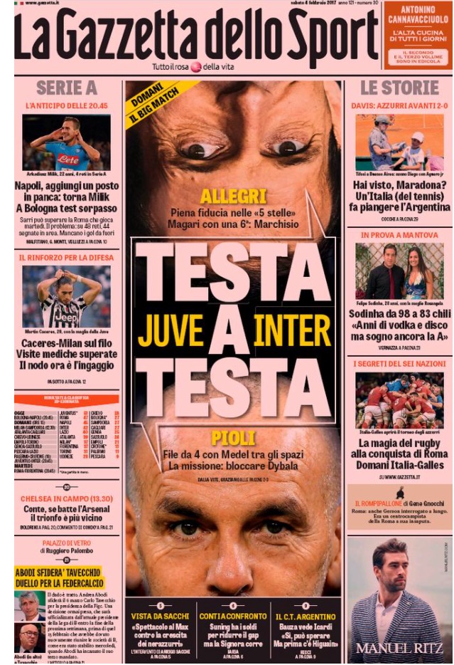 Gazzetta Dello Sport 4 Febbraio 2017