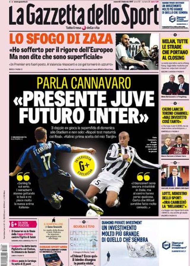Gazzetta Dello Sport 3 Febbraio 2017