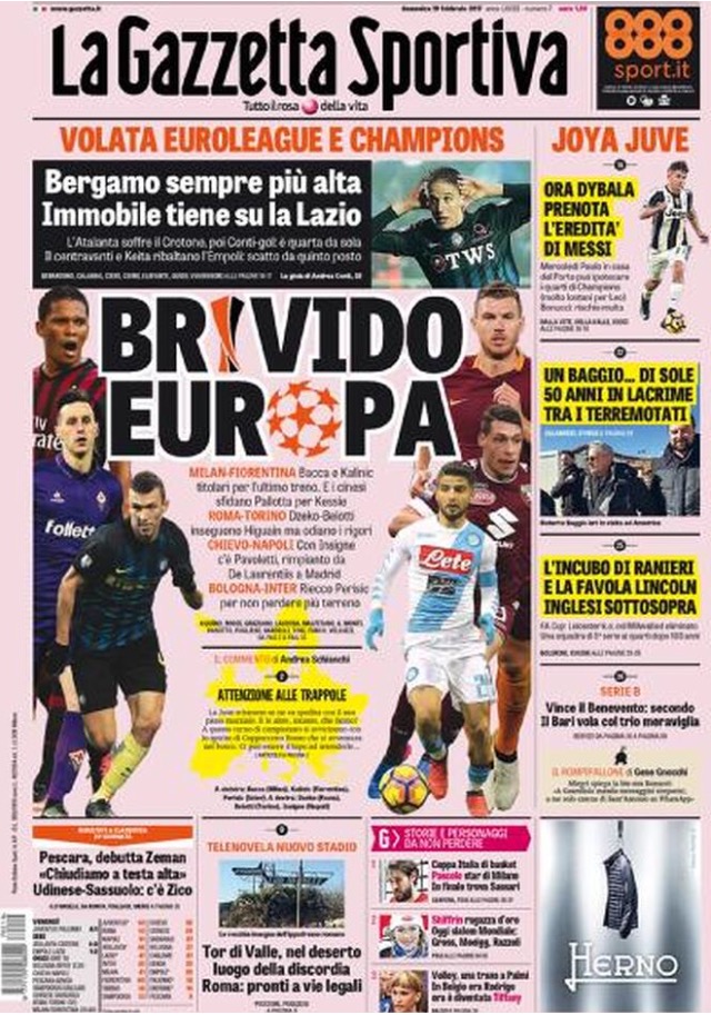 Gazzetta Dello Sport 19 Febbraio 2017