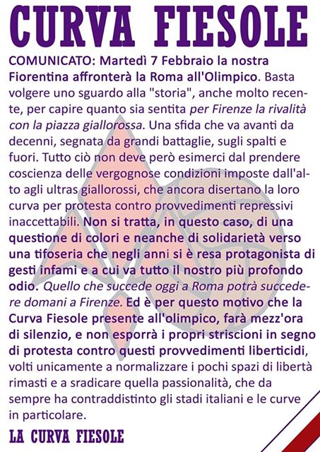 Comunicato Curva Fiesole