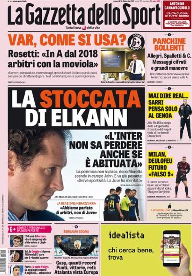 Gazzetta Dello Sport 10 Febbraio 2017