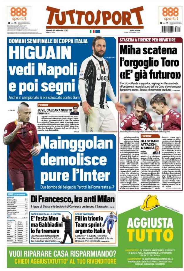 TuttoSport 27 Febbraio 2017