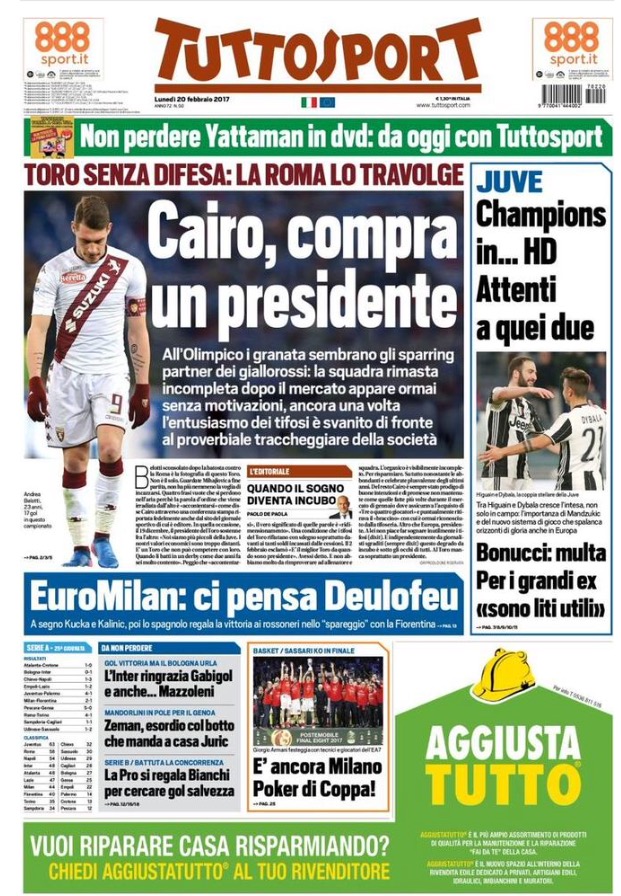 TuttoSport 20 Febbraio 2017