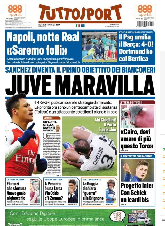 TuttoSport 15 Febbraio 2017