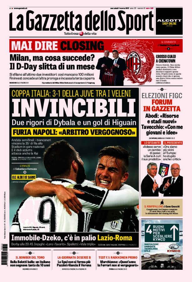 Gazzetta Dello Sport 1 Marzo 2017