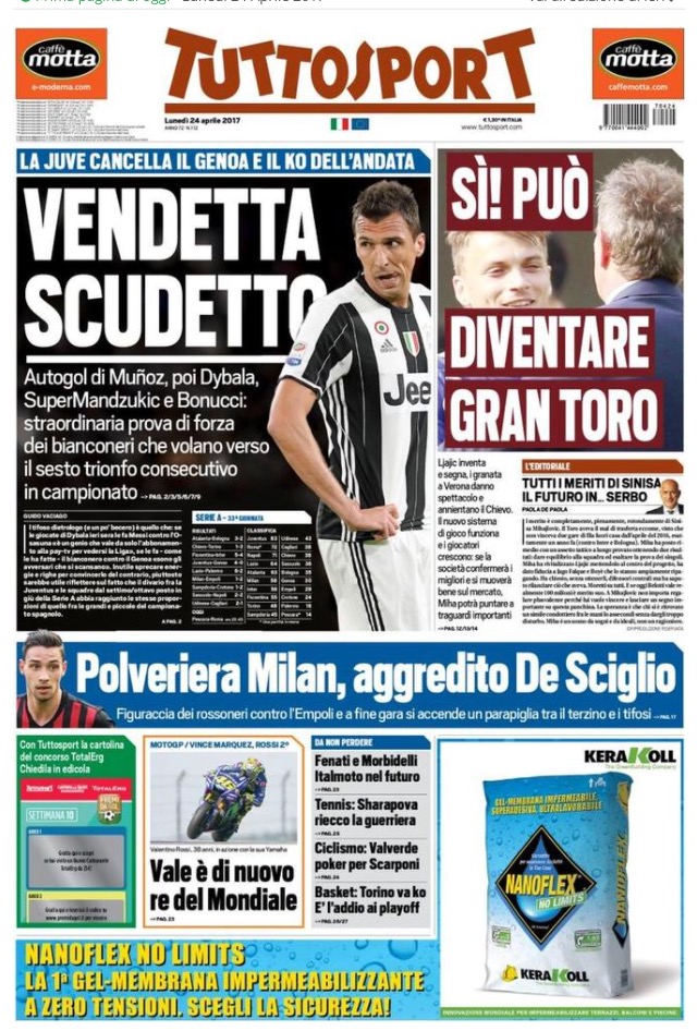 TuttoSport 24 Aprile 2017
