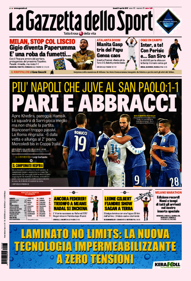 Gazzetta Dello Sport 3 Aprile 2017