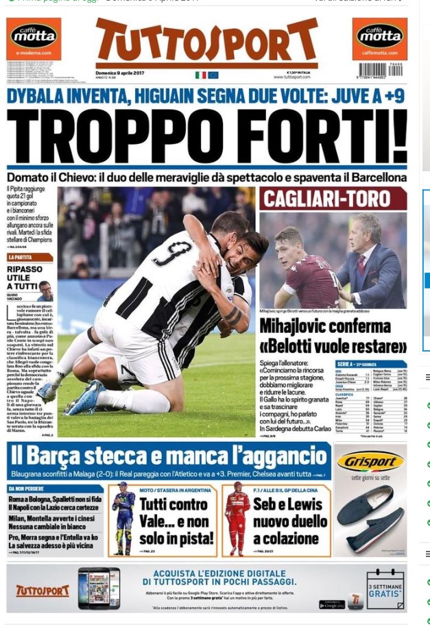 TuttoSport 9 Aprile 2017