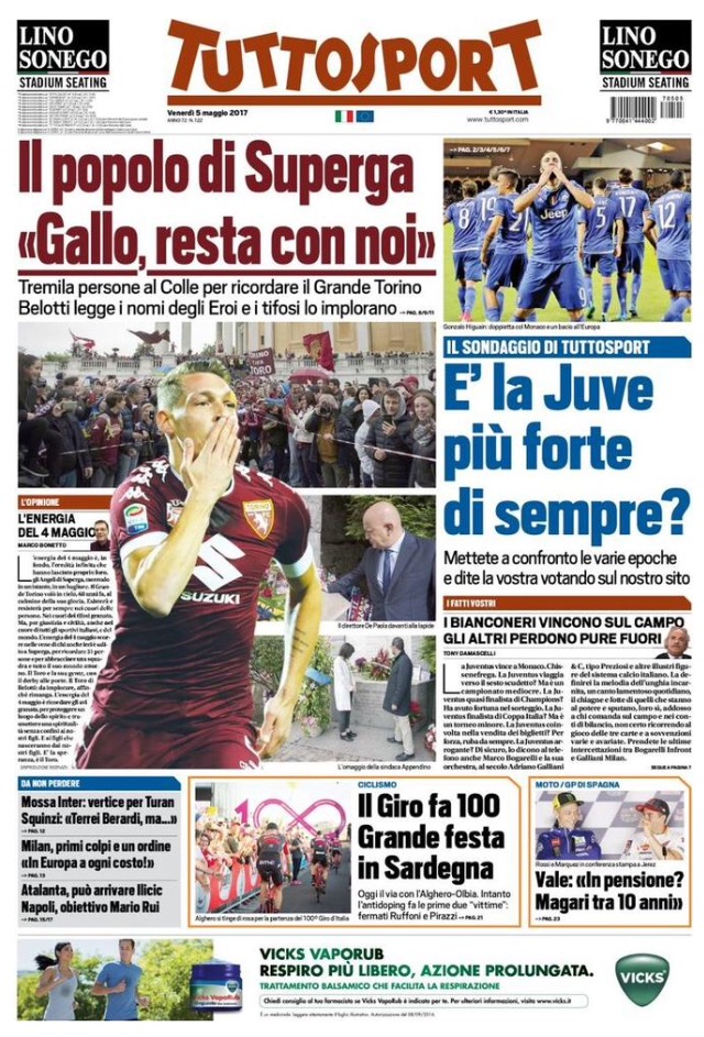 TuttoSport 5 Maggio 2017