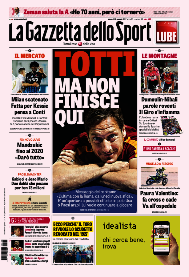 Gazzetta Dello Sport 26 Maggio 2017