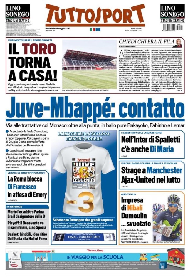 TuttoSport 24 Maggio 2017