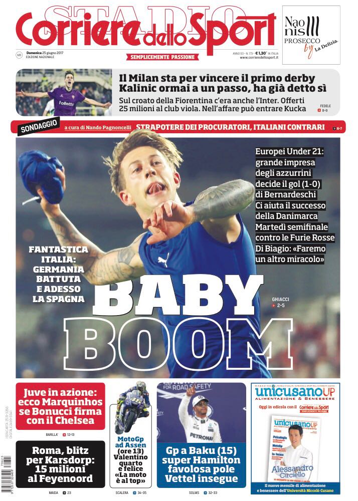 La prima pagina del Corriere dello Sport