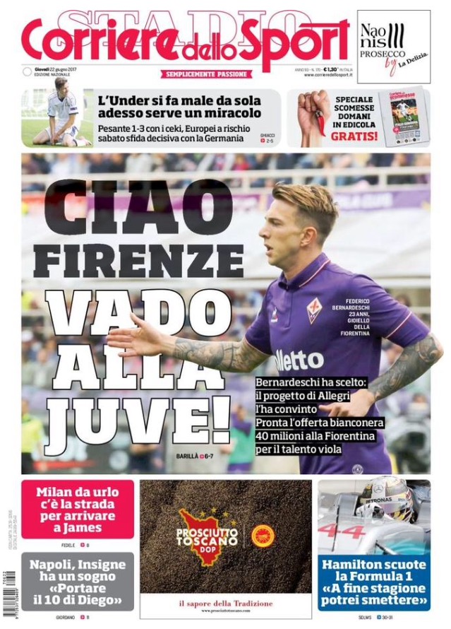 La prima pagina del Corriere Dello Sport