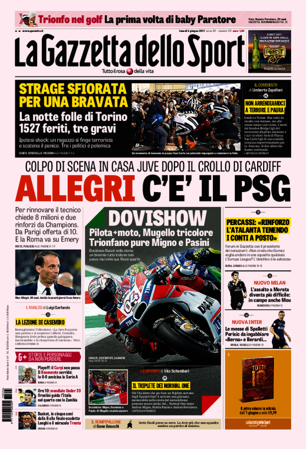 Gazzetta Dello Sport 5 Giugno 2017