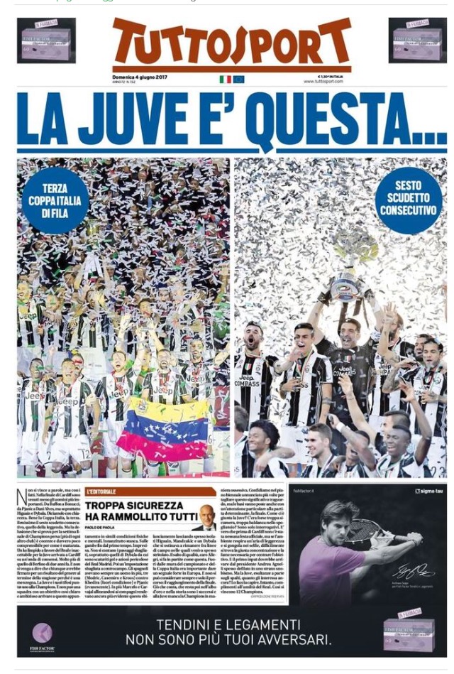 TuttoSport 4 Giugno 2017