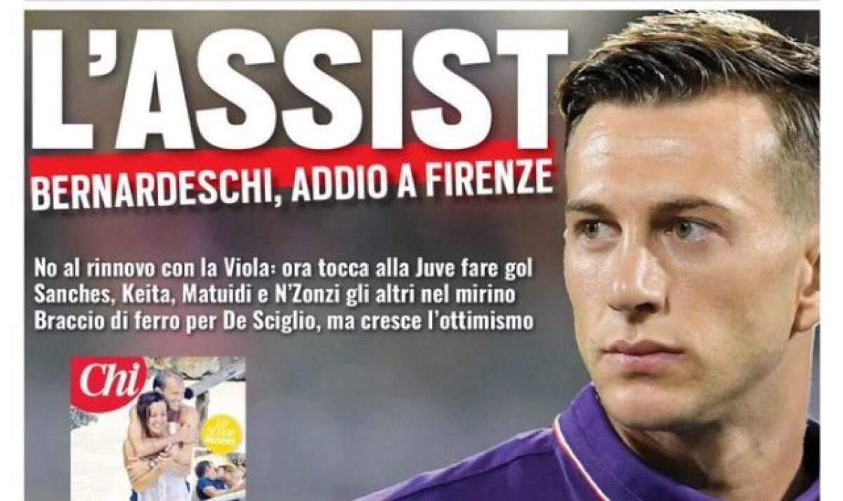 TuttoSport titola in prima pagina: "L'assist, Bernardeschi addio a Firenze" - 