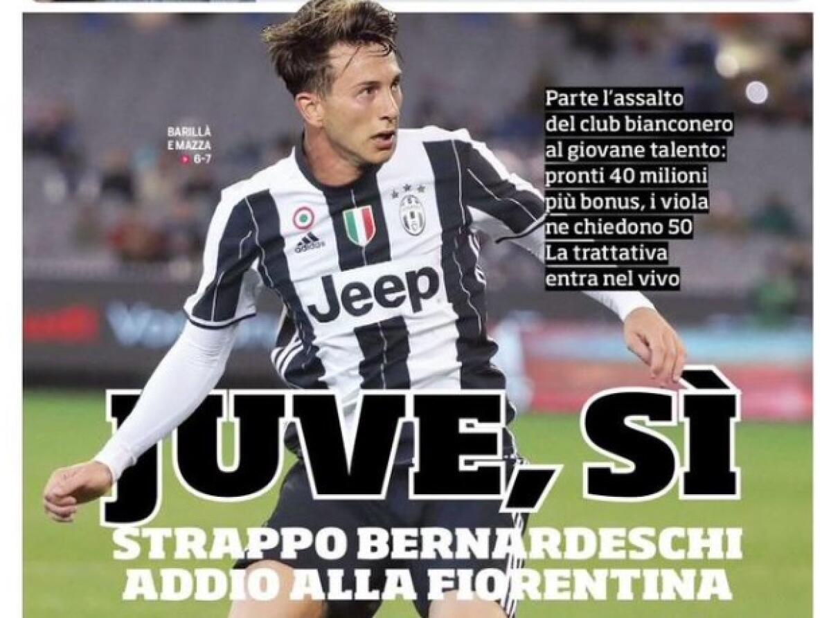 Prima pagina CdS: "Juve si, strappo Bernardeschi, addio alla Fiorentina la trattativa entra nel vivo" - 