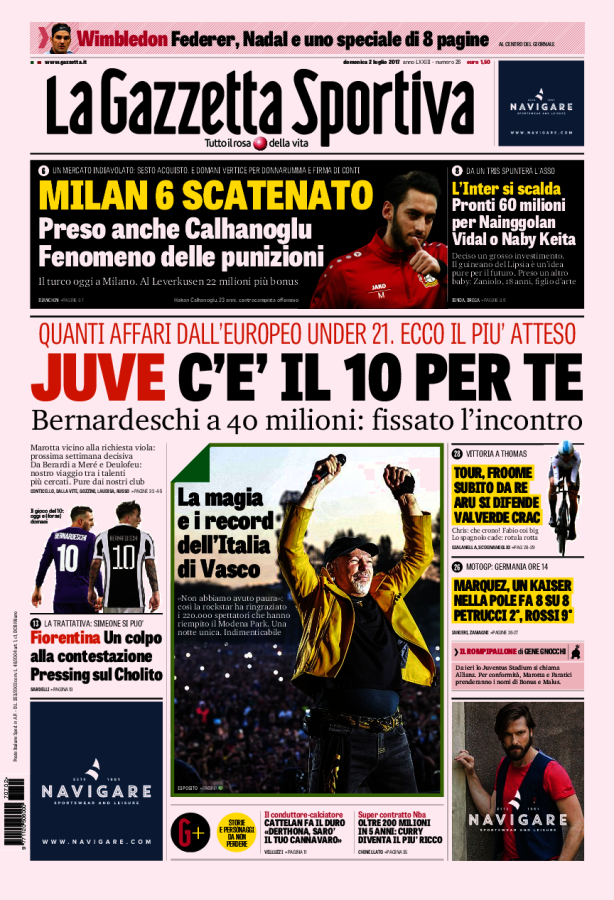 Gazzetta Dello Sport 2 Luglio 2017