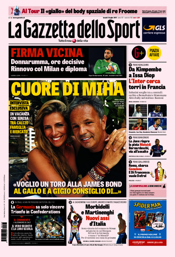 Gazzetta Dello Sport 3 Luglio 2017