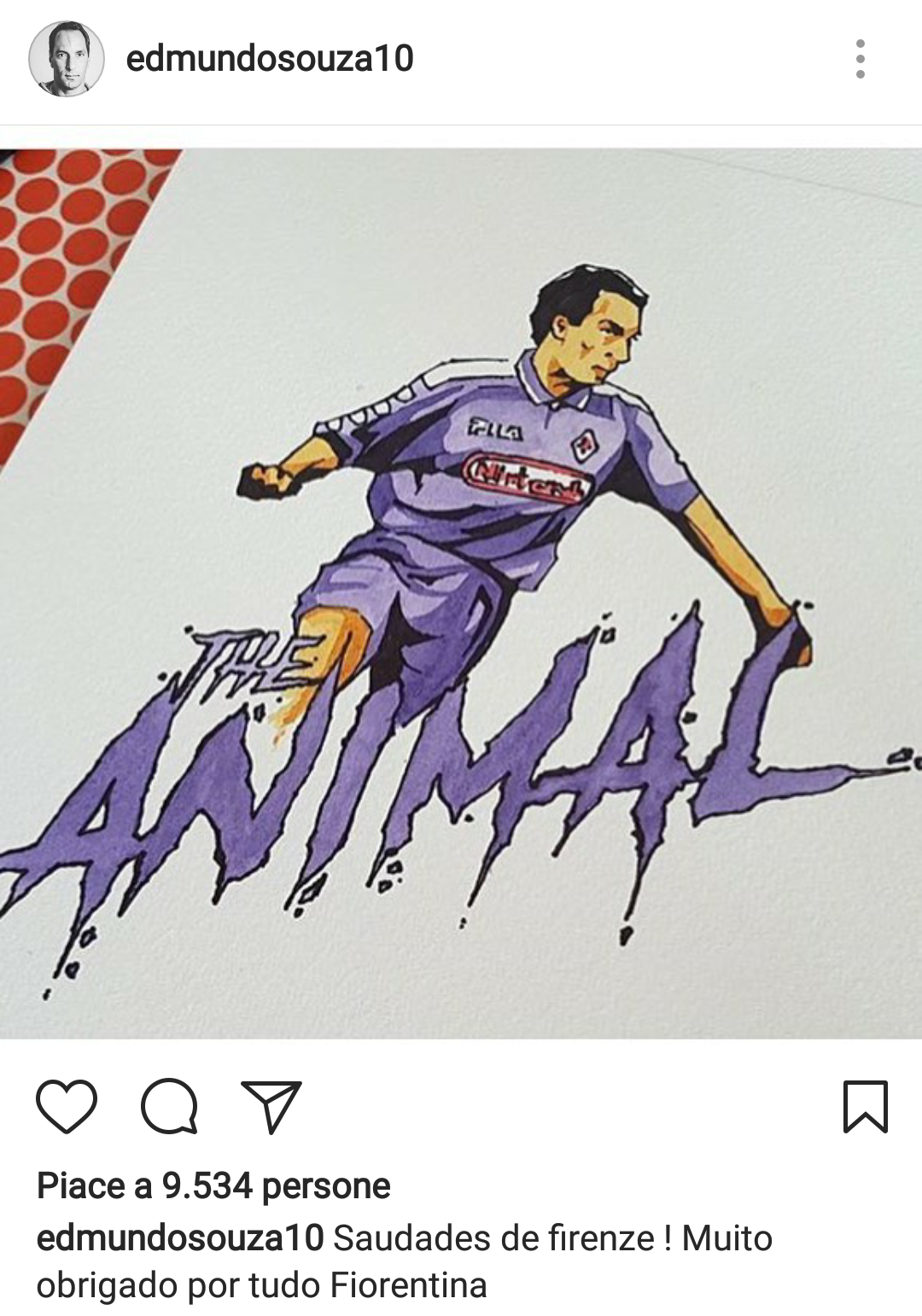 La dedica d'amore di Edmundo a Firenze e alla Fiorentina