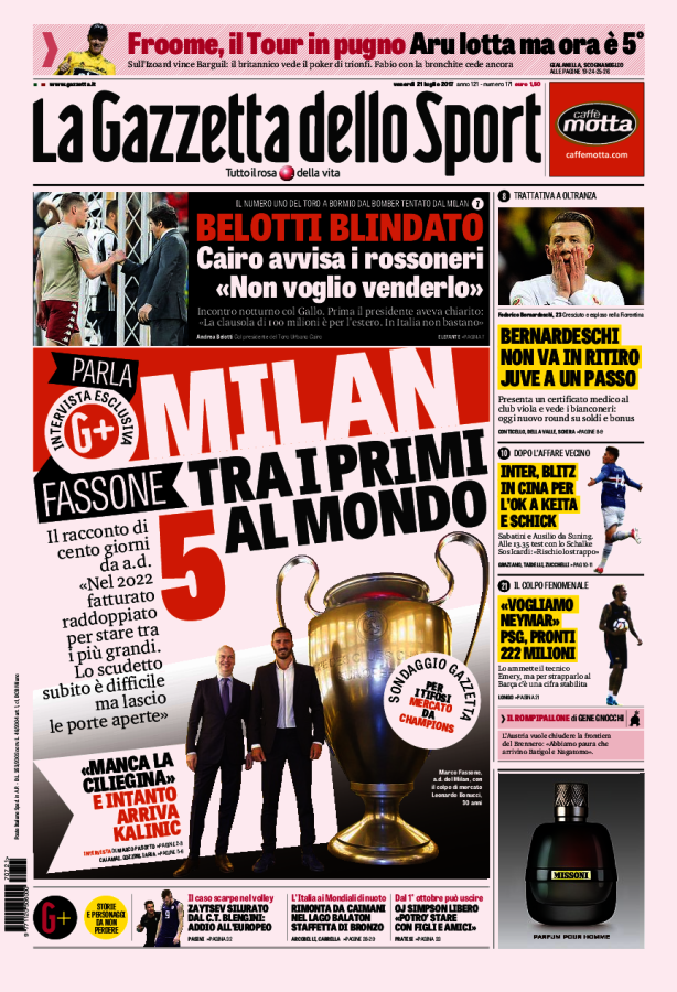 Gazzetta Dello Sport 21 Luglio 2017