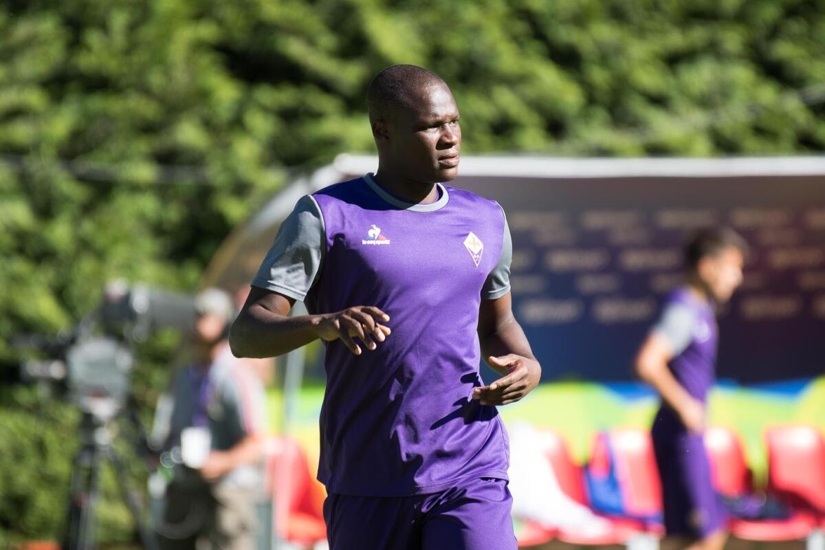 Lo strano caso di Babacar, il più pagato della Fiorentina, ma non è un titolare di questa squadra - Moena, Ritiro della Fiorentina 16.07.2017, Foto Fiorenzo Sernacchioli. Copyright Labaroviola.com