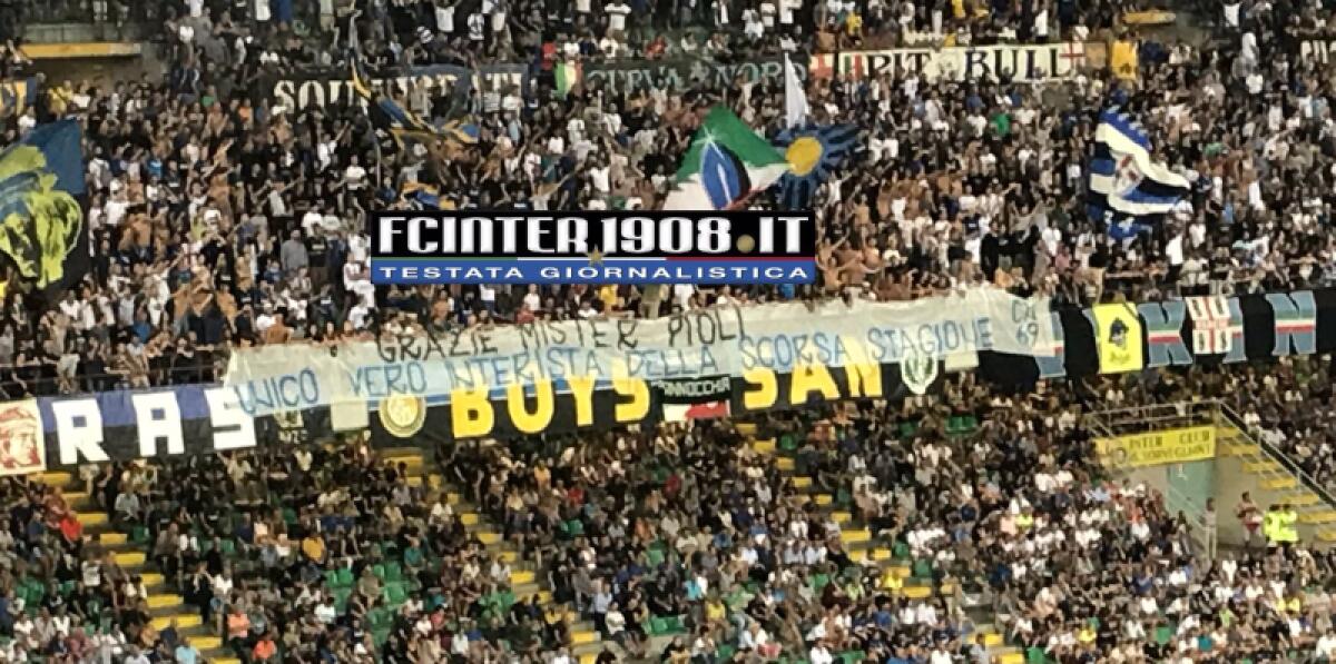 La Curva Nord dell'Inter omaggia Stefano Pioli: "Unico interista della passata stagione. Grazie Mister" - Lo striscione della curva dell'Inter nei confronti di Stefano Pioli. Foto di Fcinter1908.it