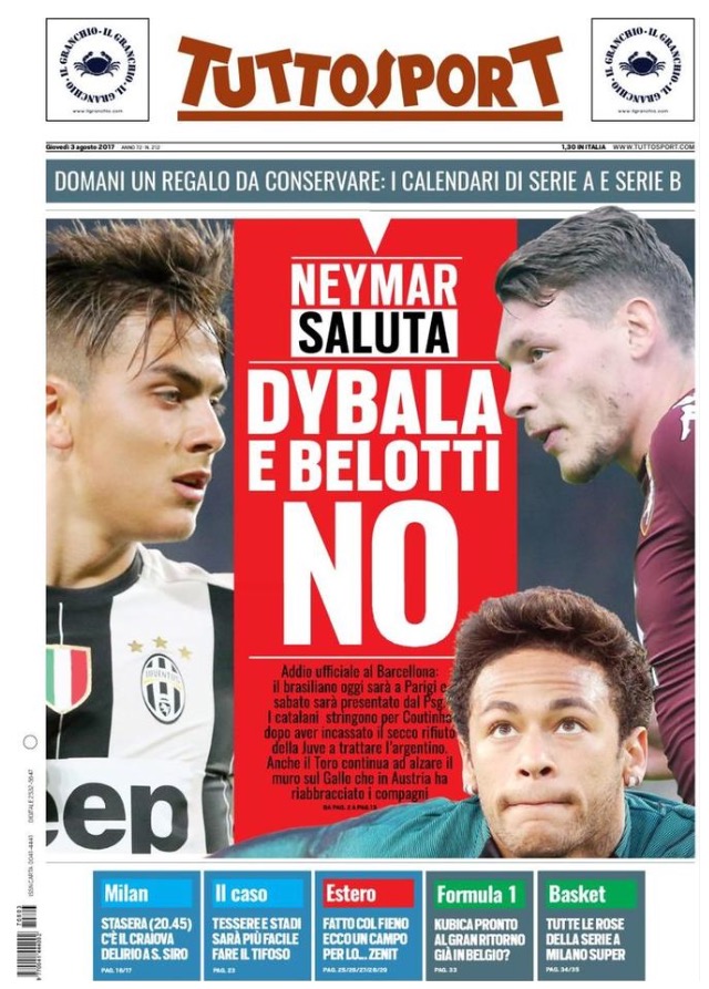 TuttoSport 3 Agosto 2017