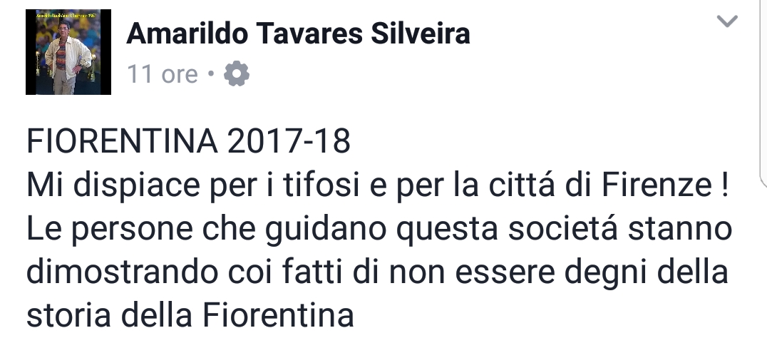 Il post di Amarildo su Facebook