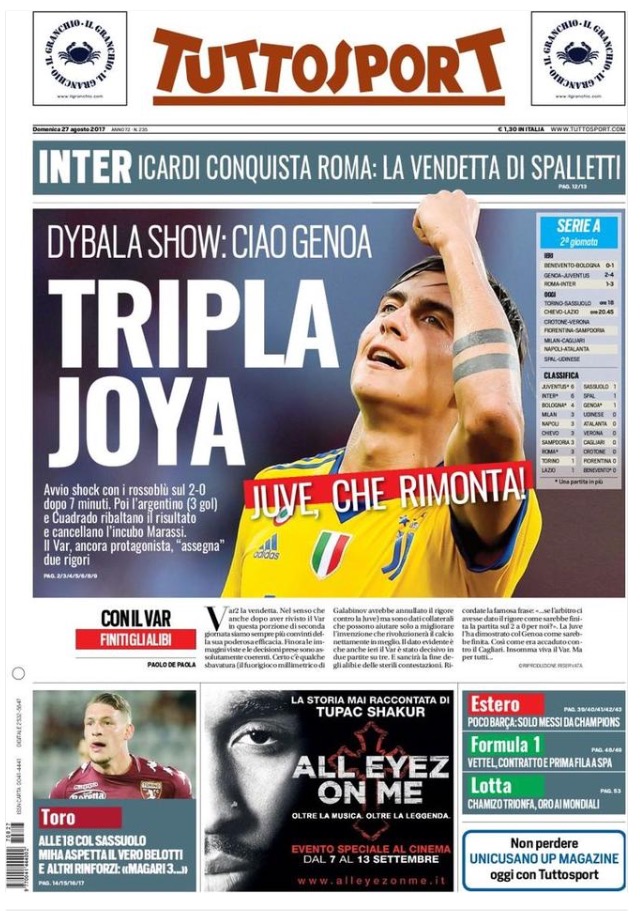 TuttoSport 27 Agosto 2017