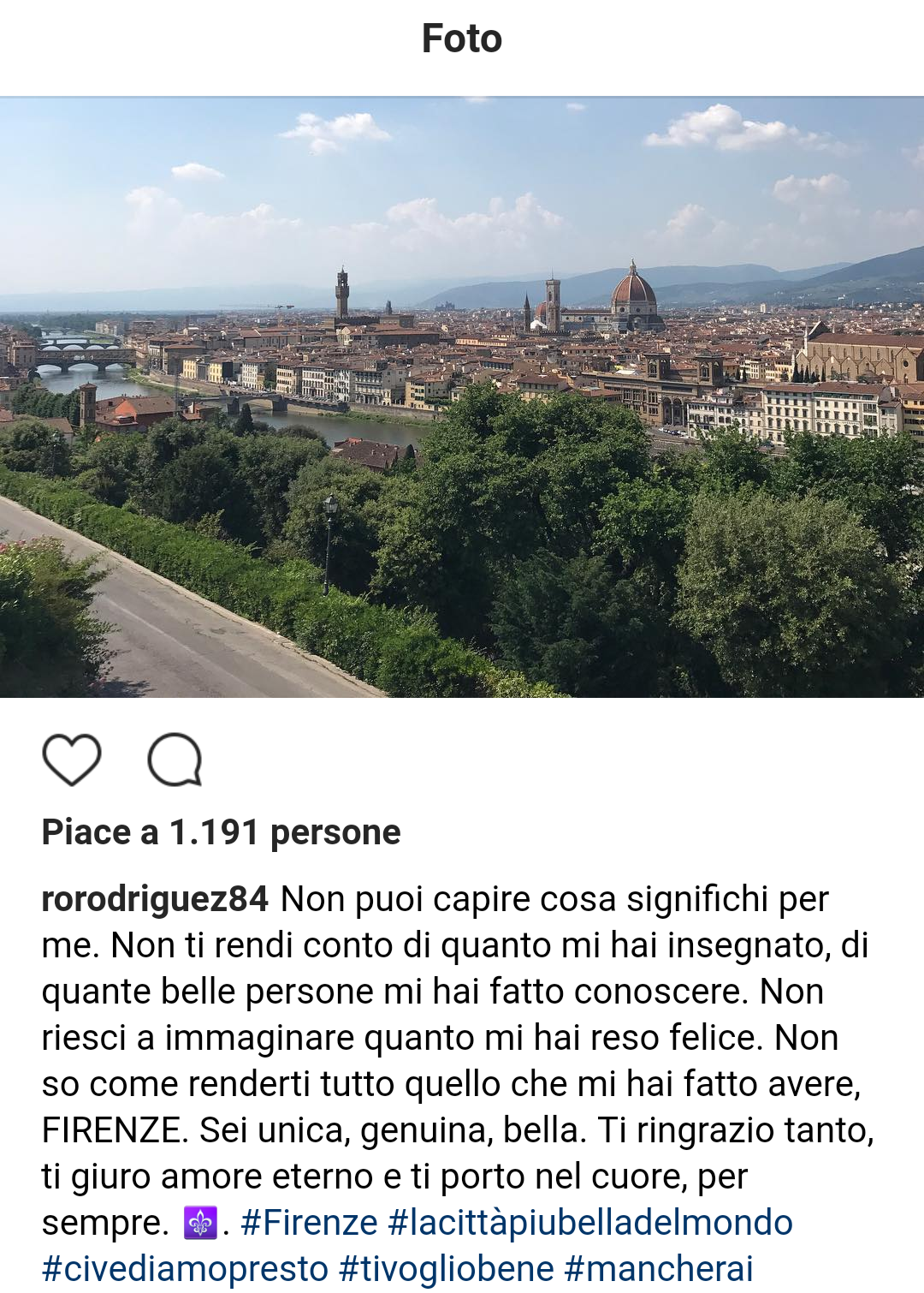Il post di Rocio Rodriguez su Instagram